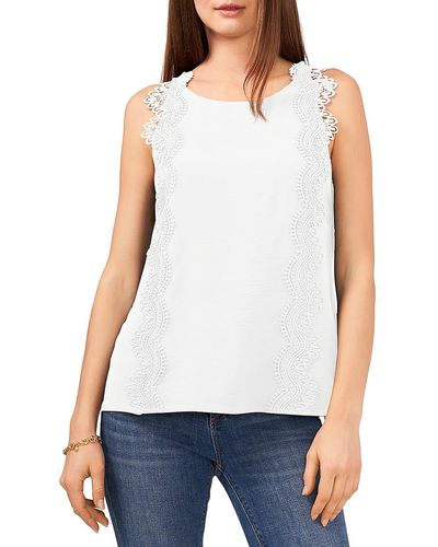 Vince Camuto Lace Trim Textured Blouse - White