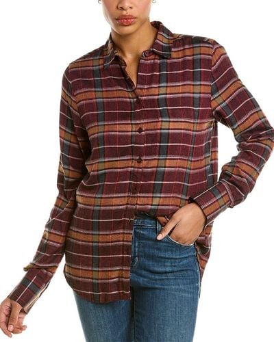 Beach Lunch Lounge Whitney Plaid Shirt - Red