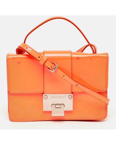 Jimmy Choo Neon Patent Leather Rebel Crossbody Bag - Orange
