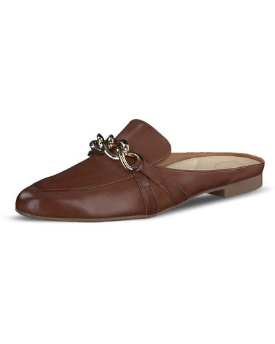 Paul Green Cynthia Slide Flats Leather Mules - Brown