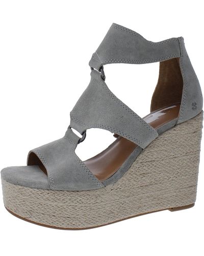 Lucky Brand Rillyon Suede Gladiator Wedge Sandals - Gray
