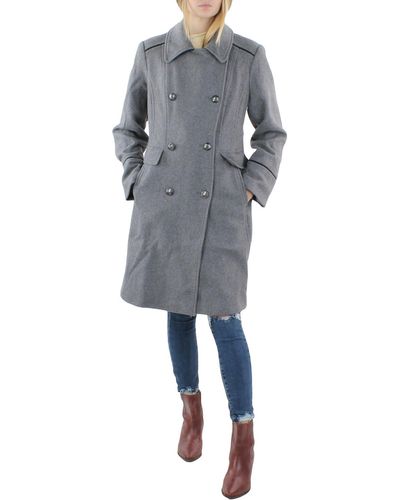 Vince Camuto Wool Blend Double Breasted Wool Coat - Gray