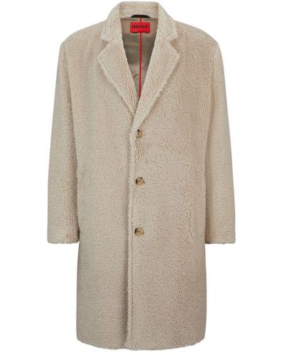HUGO Regular-fit Coat With Vintage-style Buttons - Natural