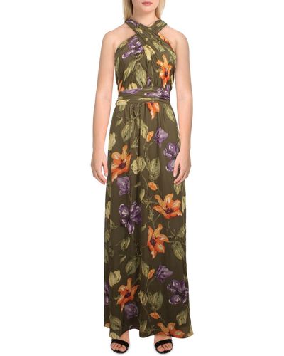 Lauren by Ralph Lauren Chiffon Floral Maxi Dress - Metallic