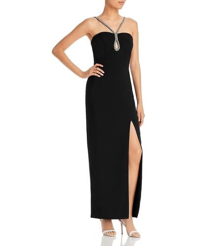 Aqua Embellished Formal Evening Dress - Black