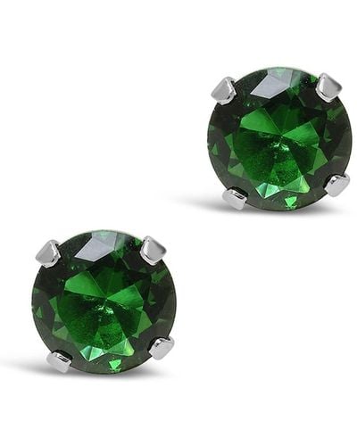 Sterling Forever Sterling Silver 7mm Rainbow Cz Studs - Green