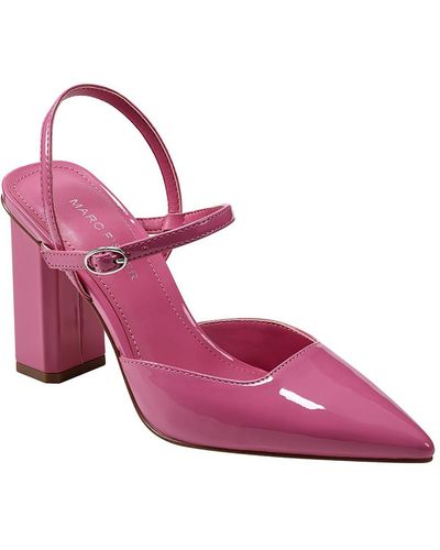 Marc Fisher Doster 2 Faux Leaher Ankle Strap Block Heels - Pink