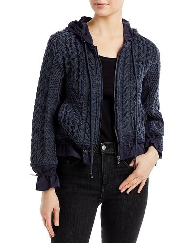 Kobi Halperin Lynne Cotton Cable Knit Hooded Sweater - Blue