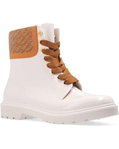 See By Chloé Logo-print Lace-up Boots - White