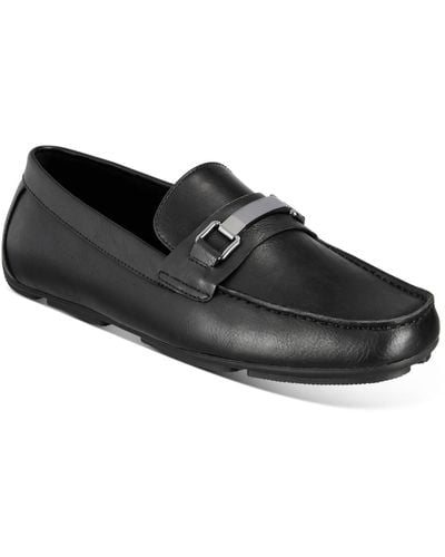 Alfani Egan Faux Leather Slip-on Loafers - Black