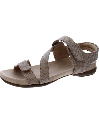 Naturalizer Adrienne Ankle Strap Open Toe Flat Sandals - Brown