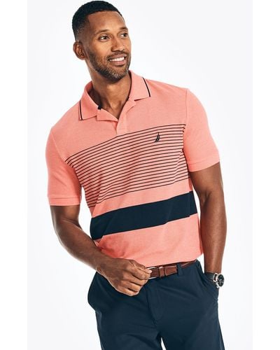 Nautica Sustainably Crafted Classic Fit Chest-stripe Polo - Red