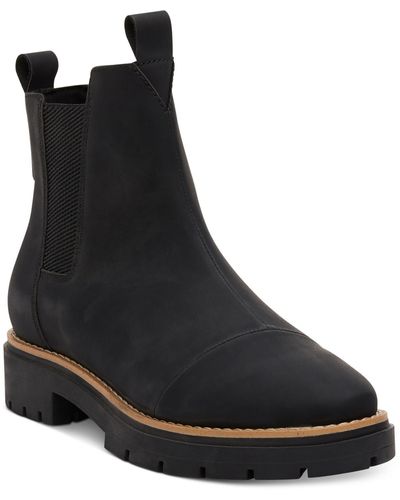 TOMS Skylar Faux Leather lugged Sole Chelsea Boots - Black