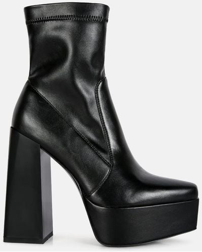 LONDON RAG Whippers Patent Pu High Platform Ankle Boots - Black