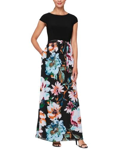 SLNY Chiffon Floral Maxi Dress - Multicolor