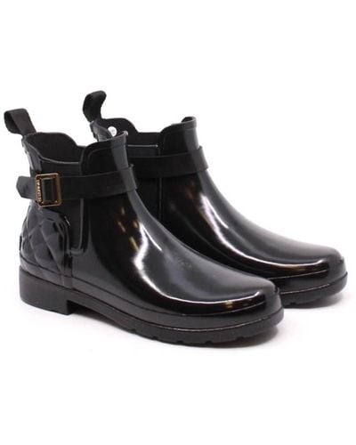 HUNTER Refined Chelsea Quilted Boots - Black