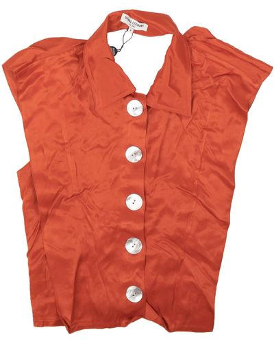 Opening Ceremony Rust Red Tie Back Shell Sleeveless Blouse - Orange
