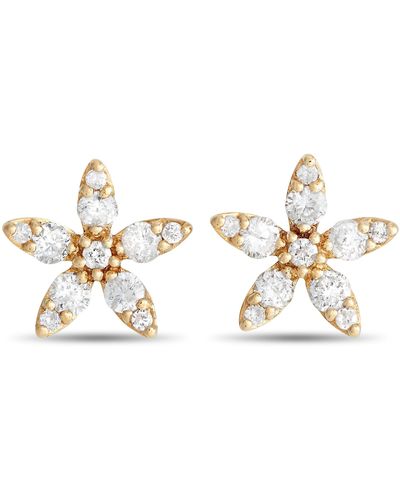 Non-Branded Lb Exclusive 14k Yellow 0.60ct Diamond Flower Earrings Er28577-y - Metallic