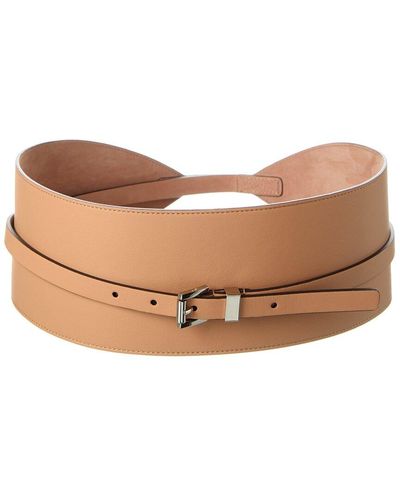 Michael Kors Wide Wrap Leather Waist Belt - Brown