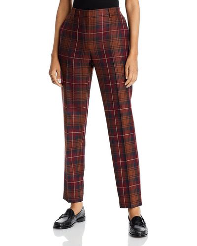 Lafayette 148 New York Clinton Wool Staight Dress Pants - Red