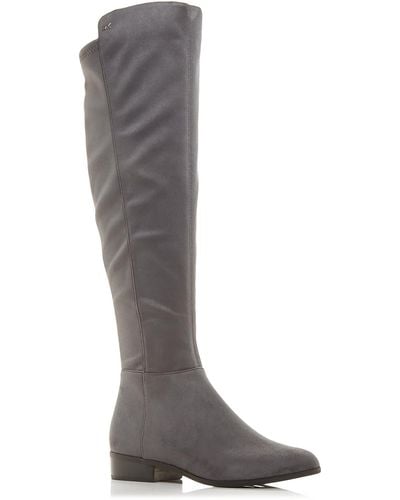 Michael Kors Bromley Flat Boot Comfort Insole Faux Suede Knee-high Boots - Gray