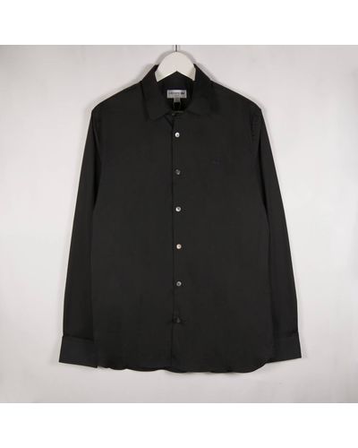 Lacoste Slim Fit French Collar Cotton Poplin Shirt - Black