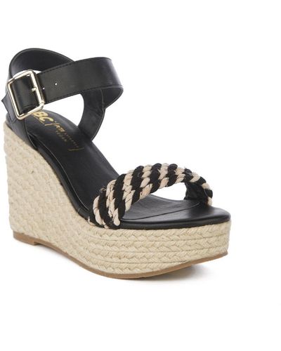 BC Footwear Dew Drops Vegan Leather Slingback Wedge Sandals - Multicolor