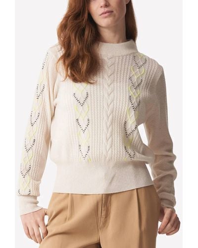 Brodie Cashmere Skylah Cable Sweater - Natural