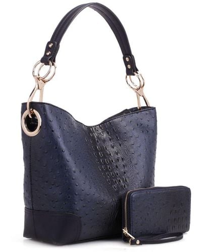 MKF Collection by Mia K Wandy Soft Vegan Leather Hobo & Wallet Set - Blue