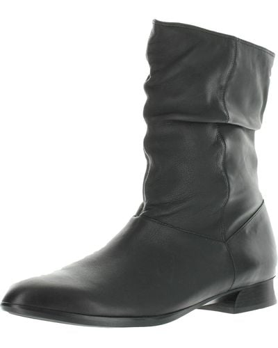 Munro Lynette Leather Zipper Mid-calf Boots - Black