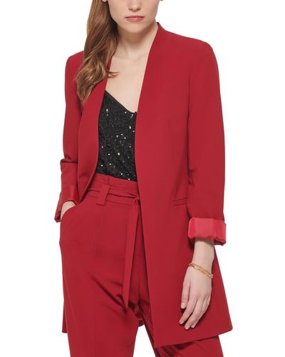 Calvin Klein Petites Office Suit Seperate Open-front Blazer - Red