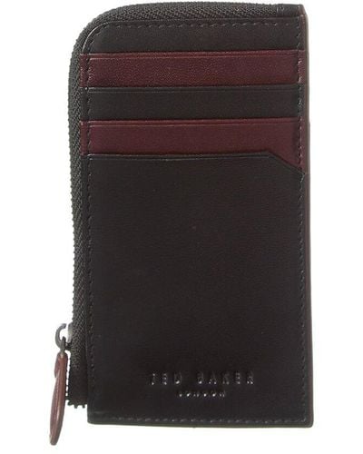 Ted Baker Nanns Contrast Detail Leather Zip Around Card Case - Black