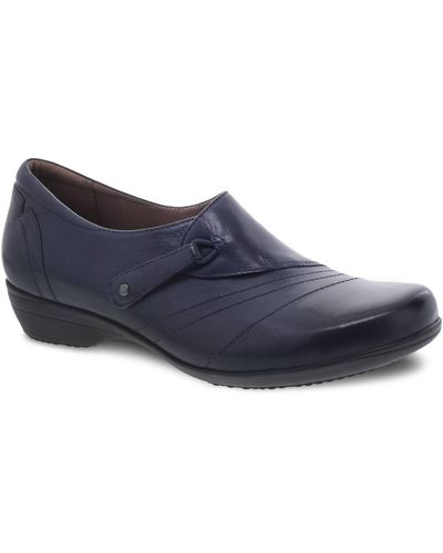 Dansko Franny Comfort Shoes - Medium Width In Navy Burnished Calf - Blue