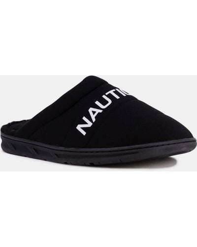 Nautica Logo Jersey Slipper - Black