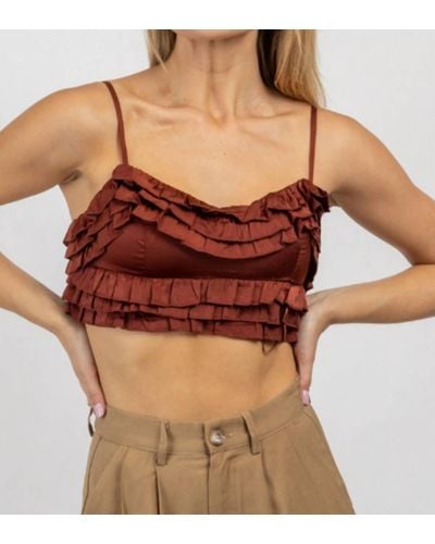 Endless Blu. Tiered Woven Cami Top - Brown