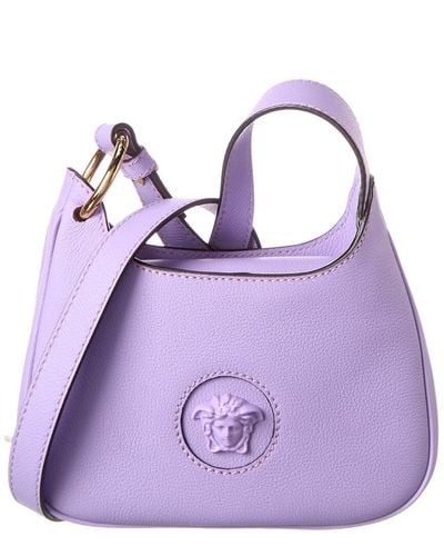 Versace La Medusa Small Leather Hobo Bag - Purple