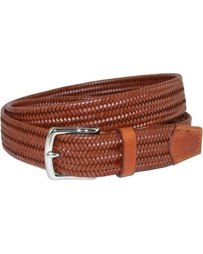 CrookhornDavis Daytona Braided Leather Stretch Belt - Brown