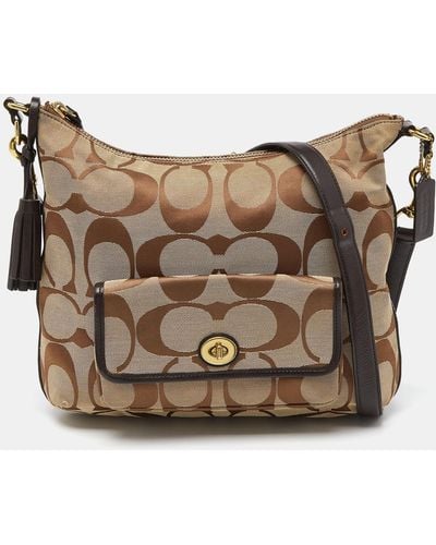 COACH /brown Signature Canvas And Leather Courtenay Crossbody Bag