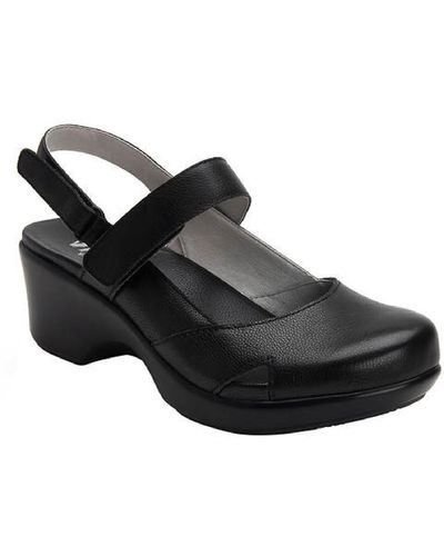 Alegria Tarah Leather Adjustable Slingback Sandals - Black