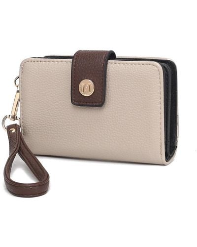 MKF Collection by Mia K Shira Color Block Vegan Leather Wallet With Wristlet By Mia K - Natural