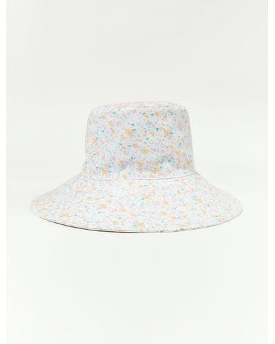 Lucky Brand Bloom Bucket Hat With Ties - White