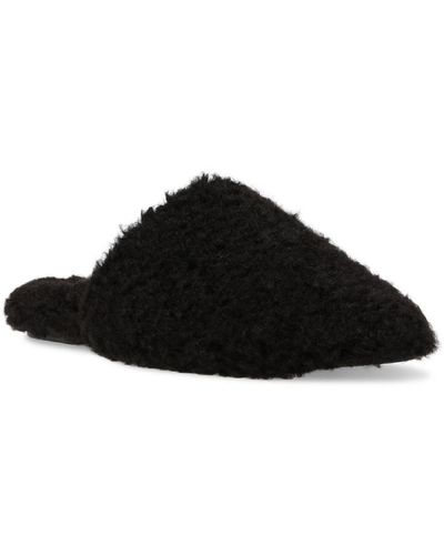 INC Arden Faux Fur Slip On Pointed Toe Flats - Black