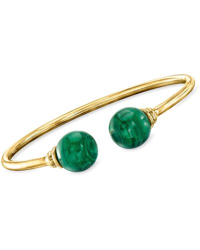 Ross-Simons Malachite Cuff Bracelet In 18kt Gold Over Sterling - Green