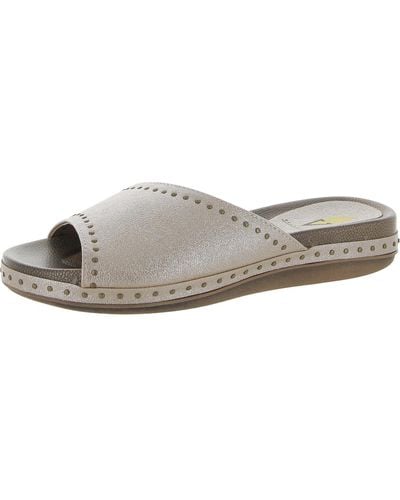 Volatile Foals Metallic Studded Slide Sandals - Gray