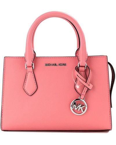 Michael Kors Sheila Small Tea Rose Vegan Leather Center Zip Satchel Purse Bag - Pink