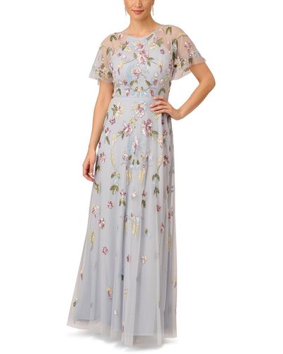 Adrianna Papell Embellished Long Evening Dress - White