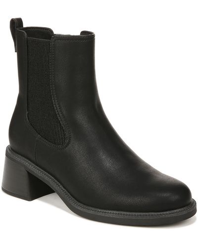 Dr. Scholls Redux Faux Leather Stack Heel Ankle Boots - Black