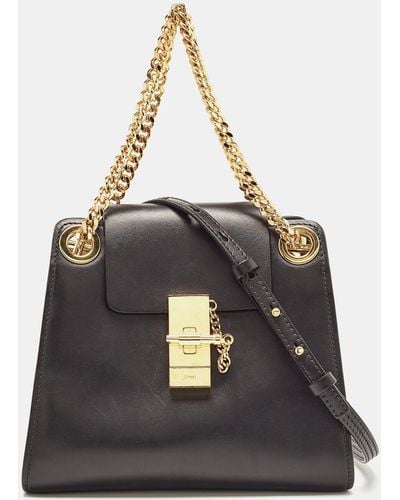 Chloé Chloé Leather Mini Annie Shoulder Bag - Black