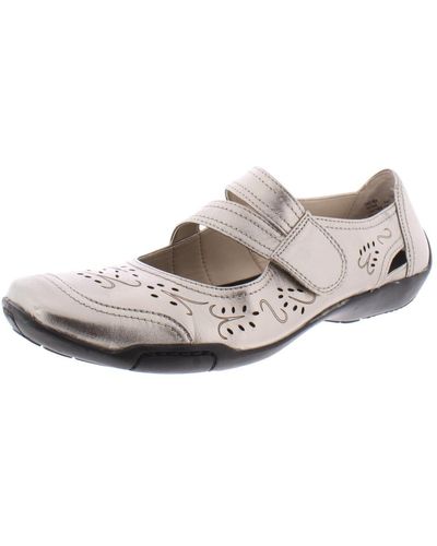 Ros Hommerson Chelsea Leather Laser Cut Mary Janes - Gray