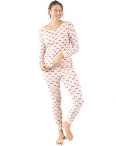 Leveret Two Piece Cotton Pajamas Rainbow Peach - Pink
